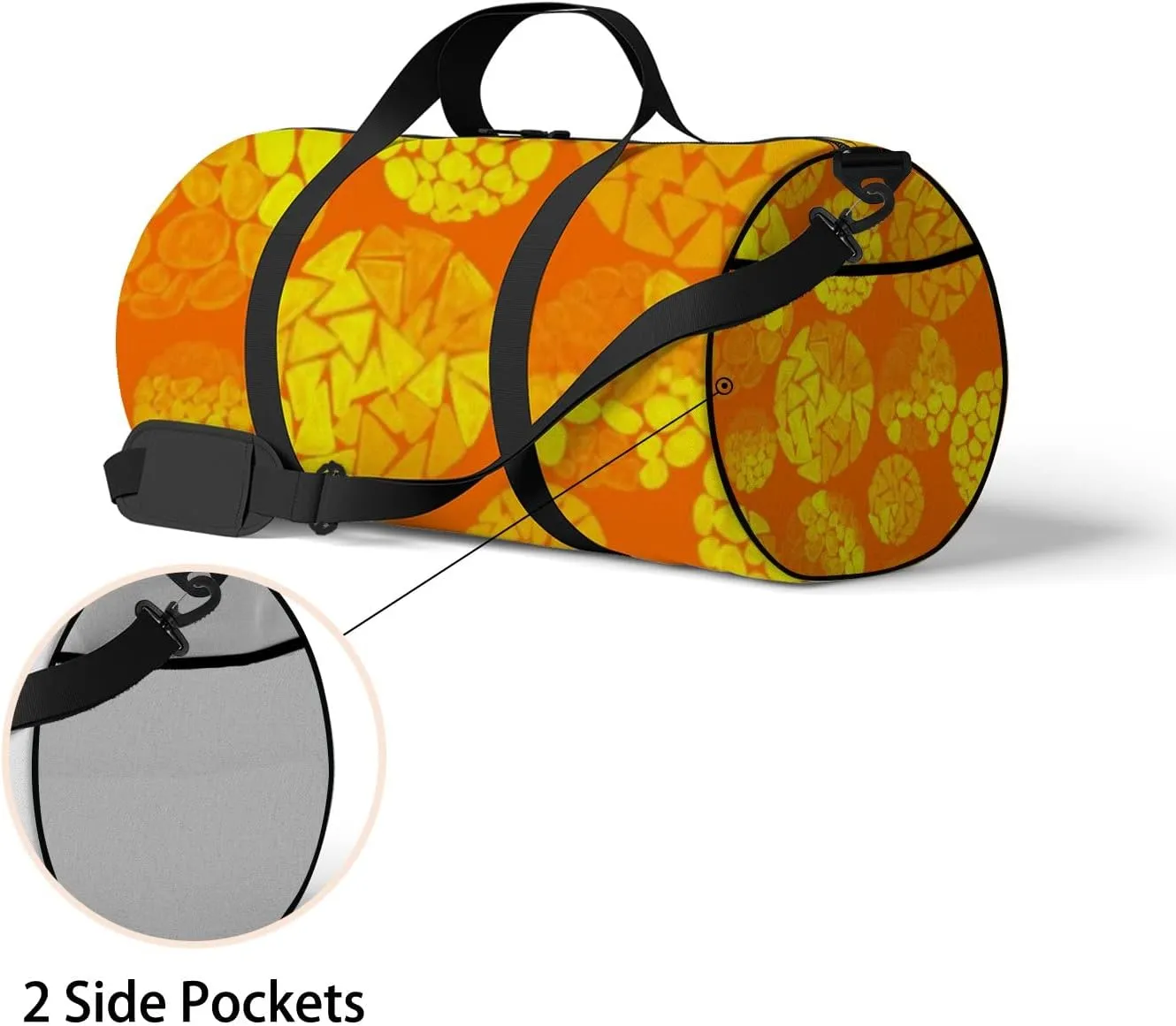 Creative Seamless Pattern Hand Drawn Circles Sports Bag Tote Bag Waterproof Gym Bag with Shoulder Strap Zipper 2 Side Pockets for Men and Women, Travel and Storage Shoulder Bag.