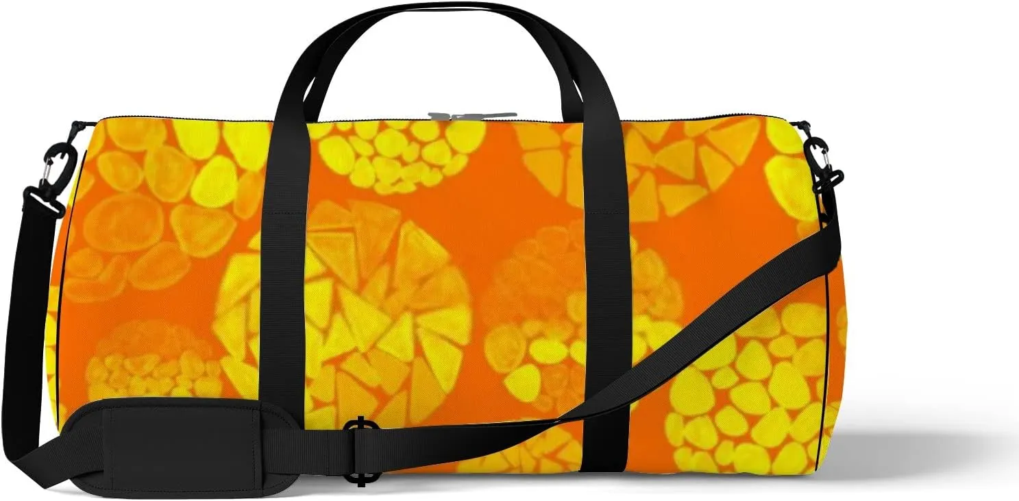 Creative Seamless Pattern Hand Drawn Circles Sports Bag Tote Bag Waterproof Gym Bag with Shoulder Strap Zipper 2 Side Pockets for Men and Women, Travel and Storage Shoulder Bag.