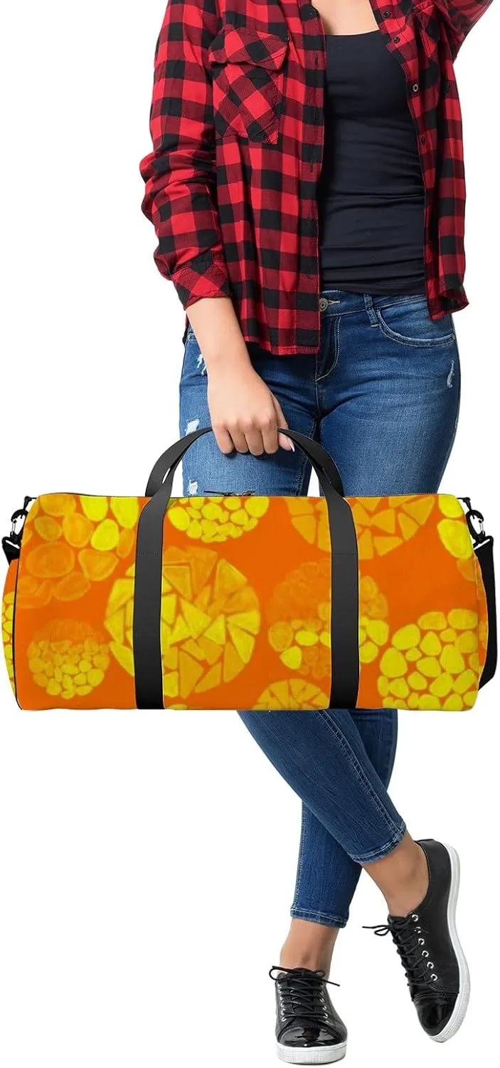 Creative Seamless Pattern Hand Drawn Circles Sports Bag Tote Bag Waterproof Gym Bag with Shoulder Strap Zipper 2 Side Pockets for Men and Women, Travel and Storage Shoulder Bag.
