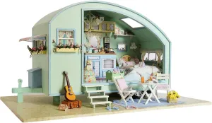 CRIOLPO 3D Wooden Miniature Dollhouse Kit, 1:24 Scale Creative Room with Furniture, DIY Building Toys, Detailed Mini Wooden Doll House, for Craft Enthusiasts and Home DéCor - Time Travel