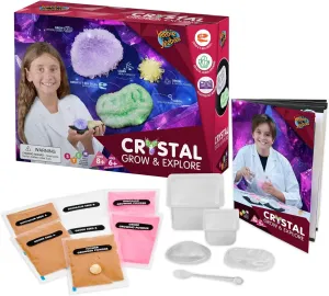 Crystal Grow and Explore Kit by Heebie Jeebies - Create 3 Different Crystal Shapes Including a T-Rex, for Kids Ages 8  - Educational STEM Learning Toy - Science Project for Boys and Girls