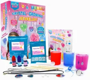 Crystal Growing Jewelry Kit, Create 6 Jewelry Pieces for Kids - DIY Sparkling Pendants, Necklaces & Earrings Educational Science Kit for Hands-On Learning & Creativity