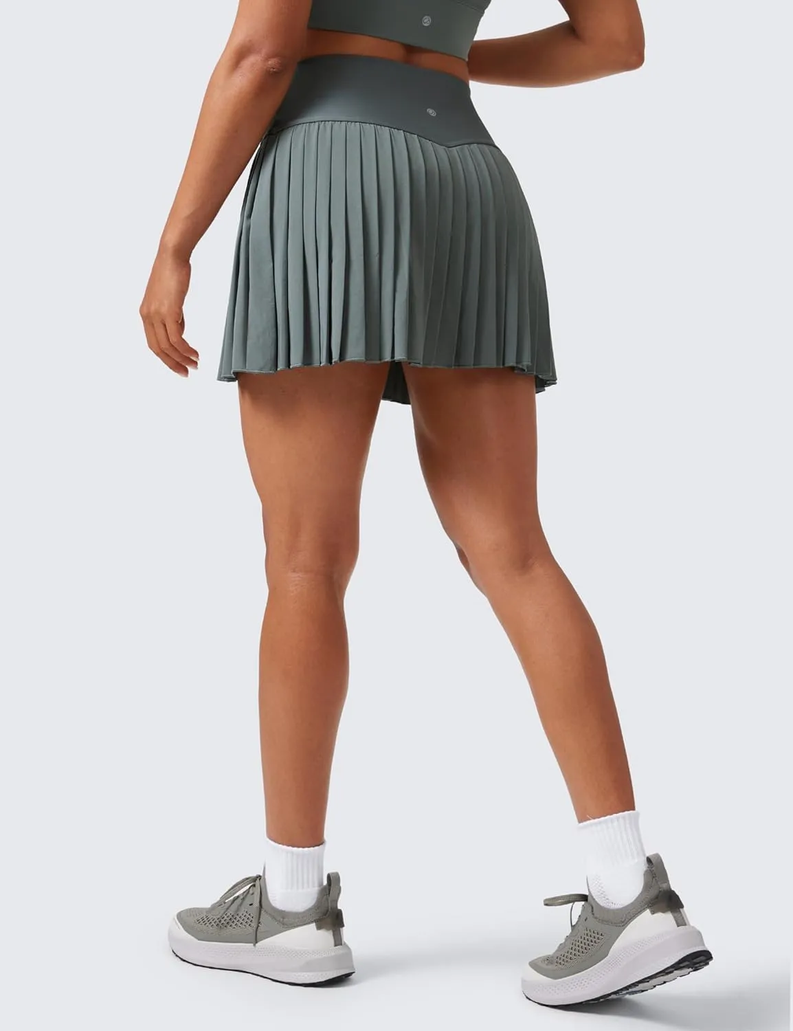 CRZ YOGA Women's High Waisted Pleated Tennis Skirts with Pockets Tummy Control Casual Liner A Line Workout Golf Skorts