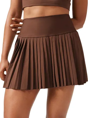 CRZ YOGA Women's High Waisted Pleated Tennis Skirts with Pockets Tummy Control Casual Liner A Line Workout Golf Skorts
