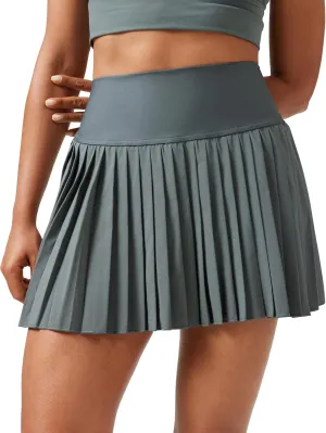 CRZ YOGA Women's High Waisted Pleated Tennis Skirts with Pockets Tummy Control Casual Liner A Line Workout Golf Skorts