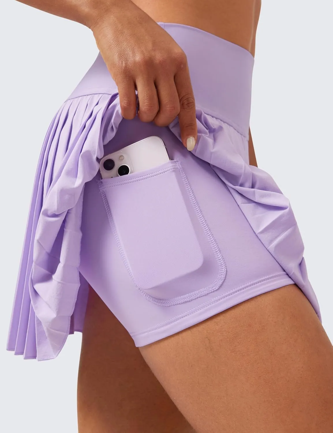 CRZ YOGA Women's High Waisted Pleated Tennis Skirts with Pockets Tummy Control Casual Liner A Line Workout Golf Skorts