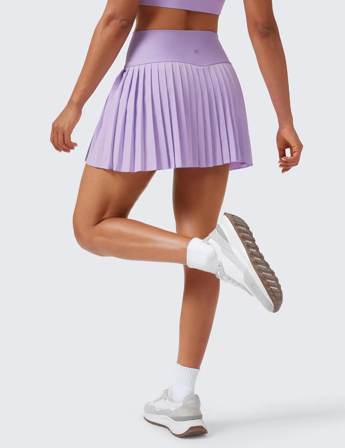 CRZ YOGA Women's High Waisted Pleated Tennis Skirts with Pockets Tummy Control Casual Liner A Line Workout Golf Skorts