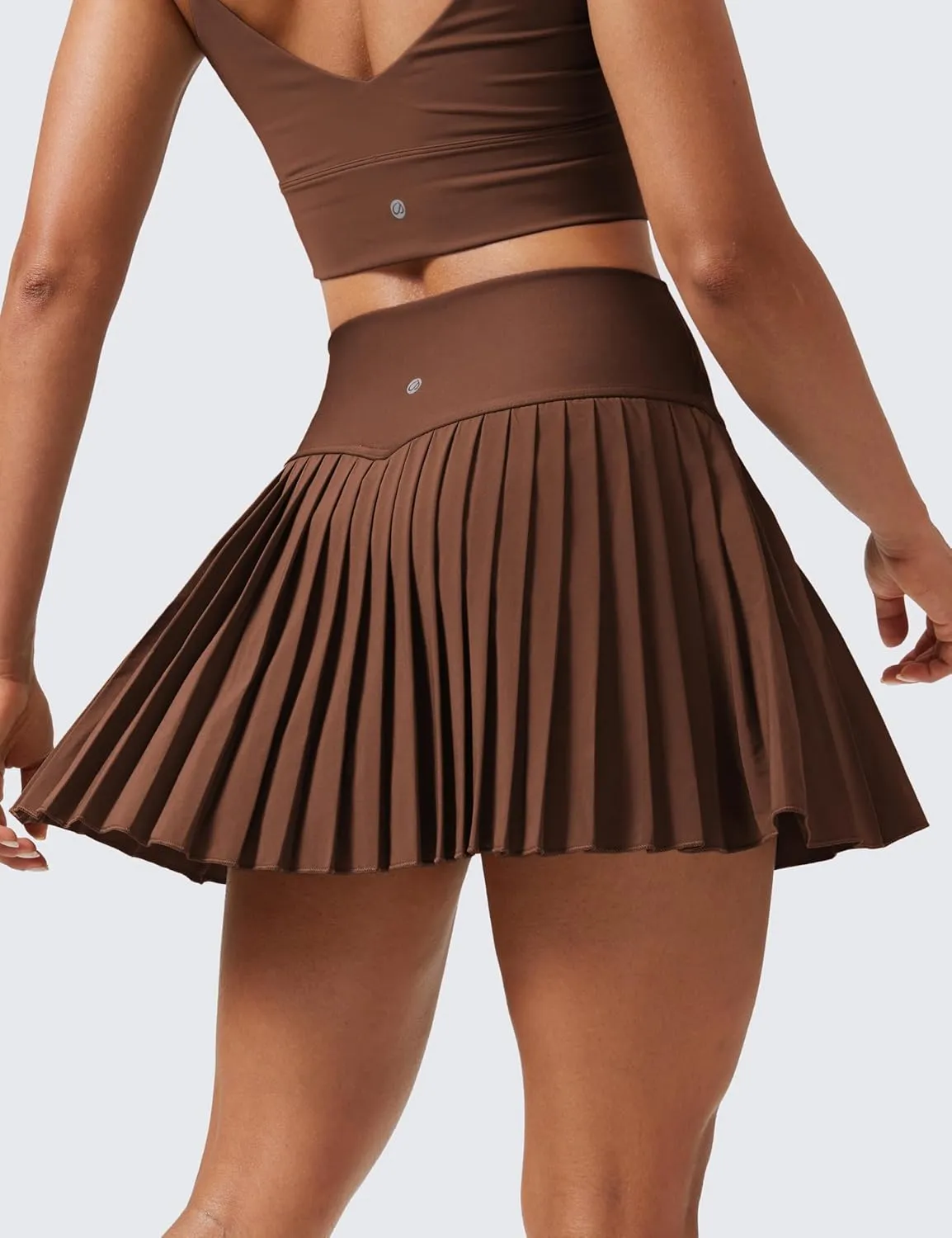 CRZ YOGA Women's High Waisted Pleated Tennis Skirts with Pockets Tummy Control Casual Liner A Line Workout Golf Skorts