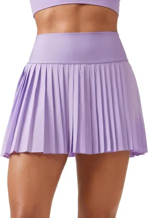 CRZ YOGA Women's High Waisted Pleated Tennis Skirts with Pockets Tummy Control Casual Liner A Line Workout Golf Skorts