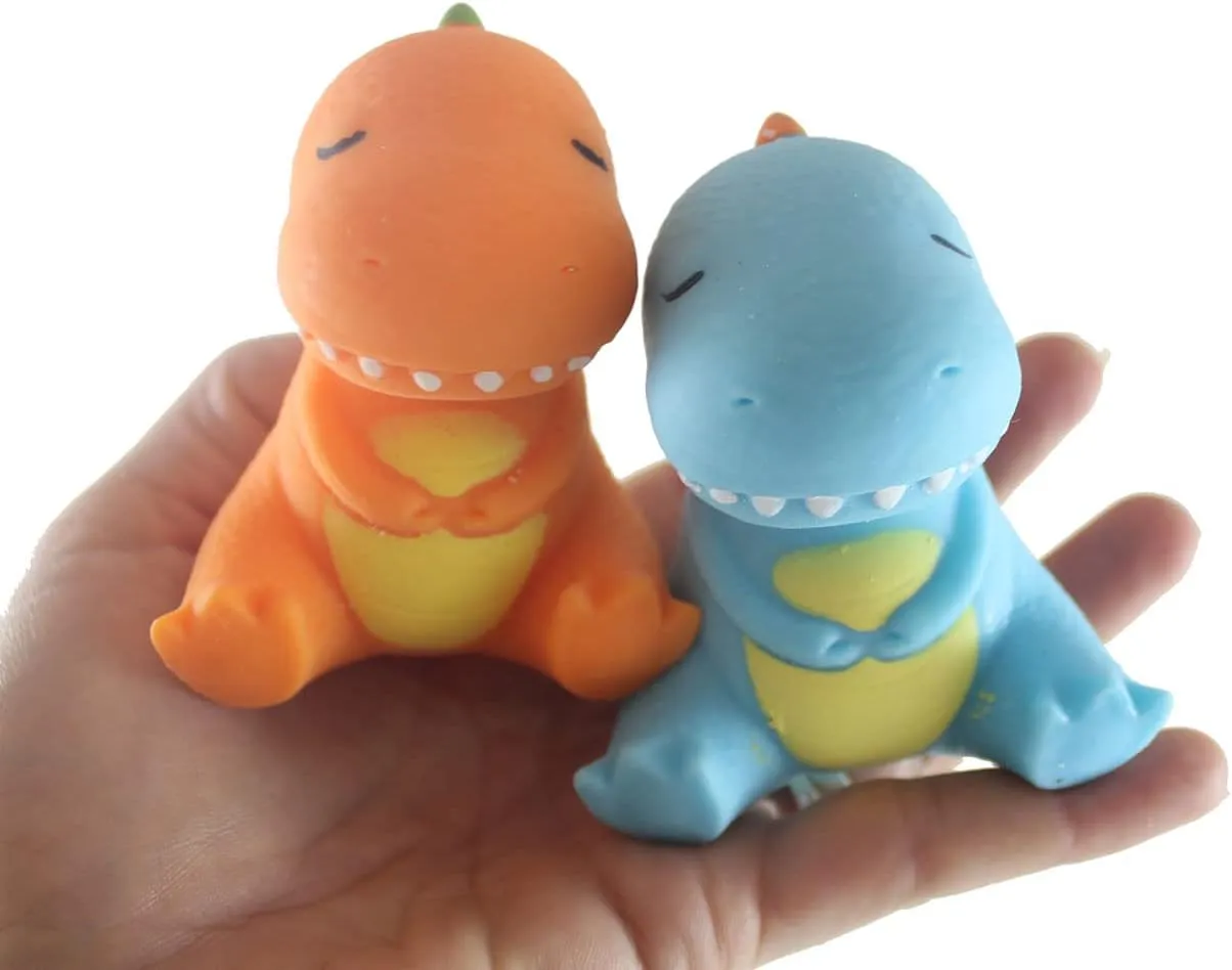 Curious Minds Busy Bags Set of All 4 Dinosaur Soft Cream Doh Filled Stress Ball - Squishy Gooey Squish Sensory Squeeze Balls - Dino Lover Gift (All 4 Dinos)