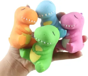 Curious Minds Busy Bags Set of All 4 Dinosaur Soft Cream Doh Filled Stress Ball - Squishy Gooey Squish Sensory Squeeze Balls - Dino Lover Gift (All 4 Dinos)