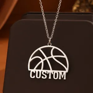Custom Basketball Pendant Necklace with Personalized Letters and Names