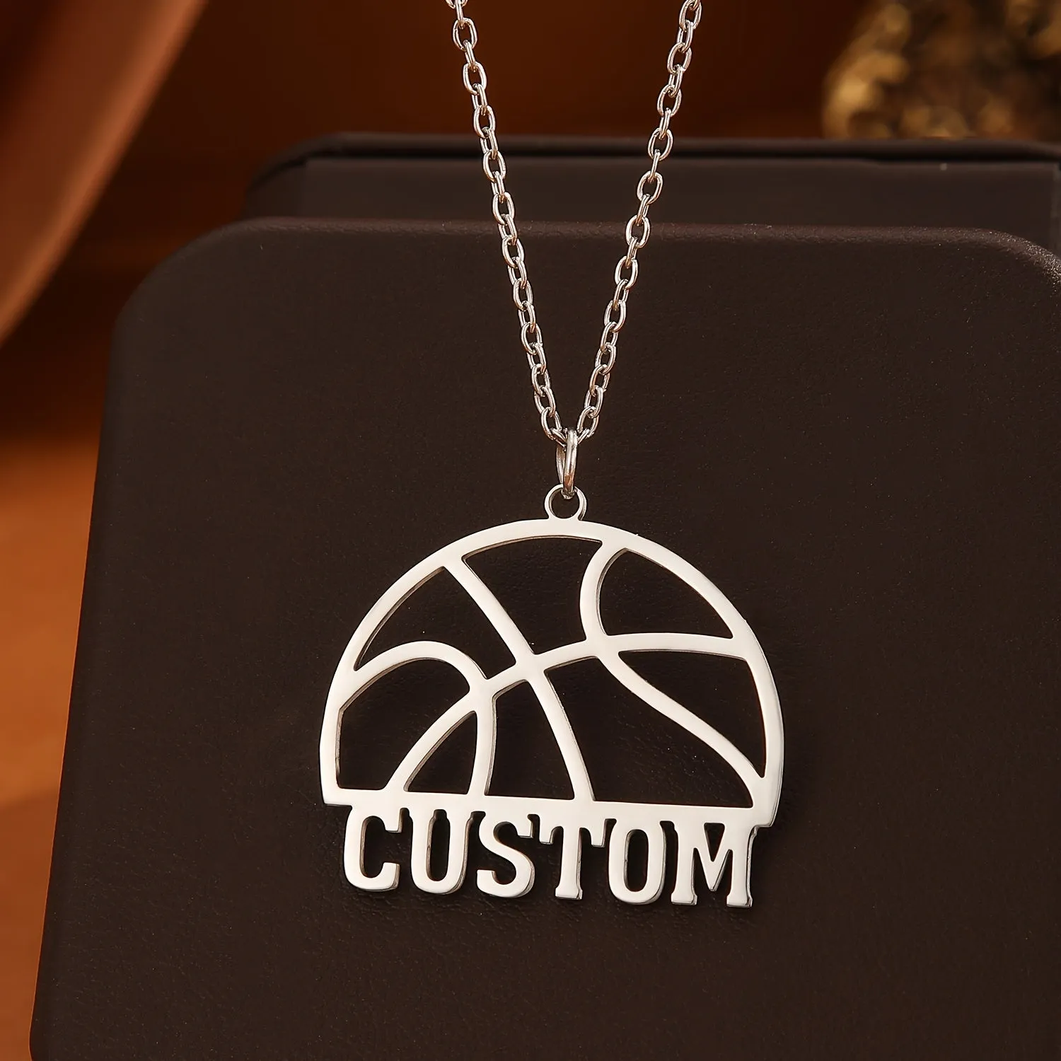 Custom Basketball Pendant Necklace with Personalized Letters and Names