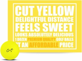 Cut Golf - Soft Feel Peak Distance Golf Balls - One Dozen Decreased Ball Spin - Improved Accuracy, Green Side Control, Distance, Ball Flight, Visibility - Matte - Yellow Golf Balls
