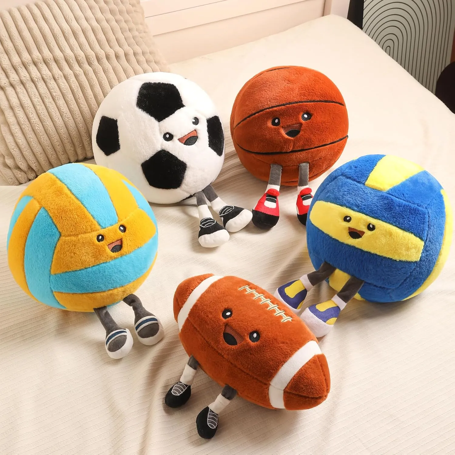 Cute Volleyball Pillow, Soft Plush Volleyball Throw Pillow - 11 Inches, Funnyz Sports Decor Gift for Girls and Boys