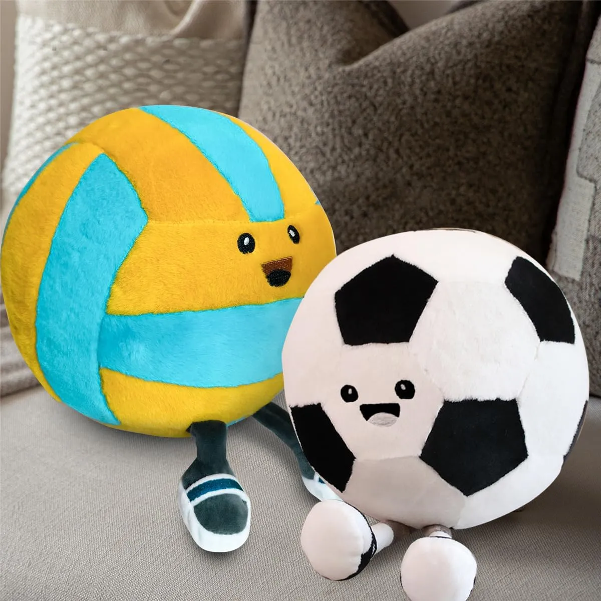 Cute Volleyball Pillow, Soft Plush Volleyball Throw Pillow - 11 Inches, Funnyz Sports Decor Gift for Girls and Boys