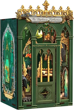 CUTEBEE Book Nook Kit - DIY Miniature House Dollhouse Kit for Adult and Teens, Booknook Bookshelf Decor Alley Model Build with LED Light, Gifts for Family and Friends (The Darkness Herbarium)
