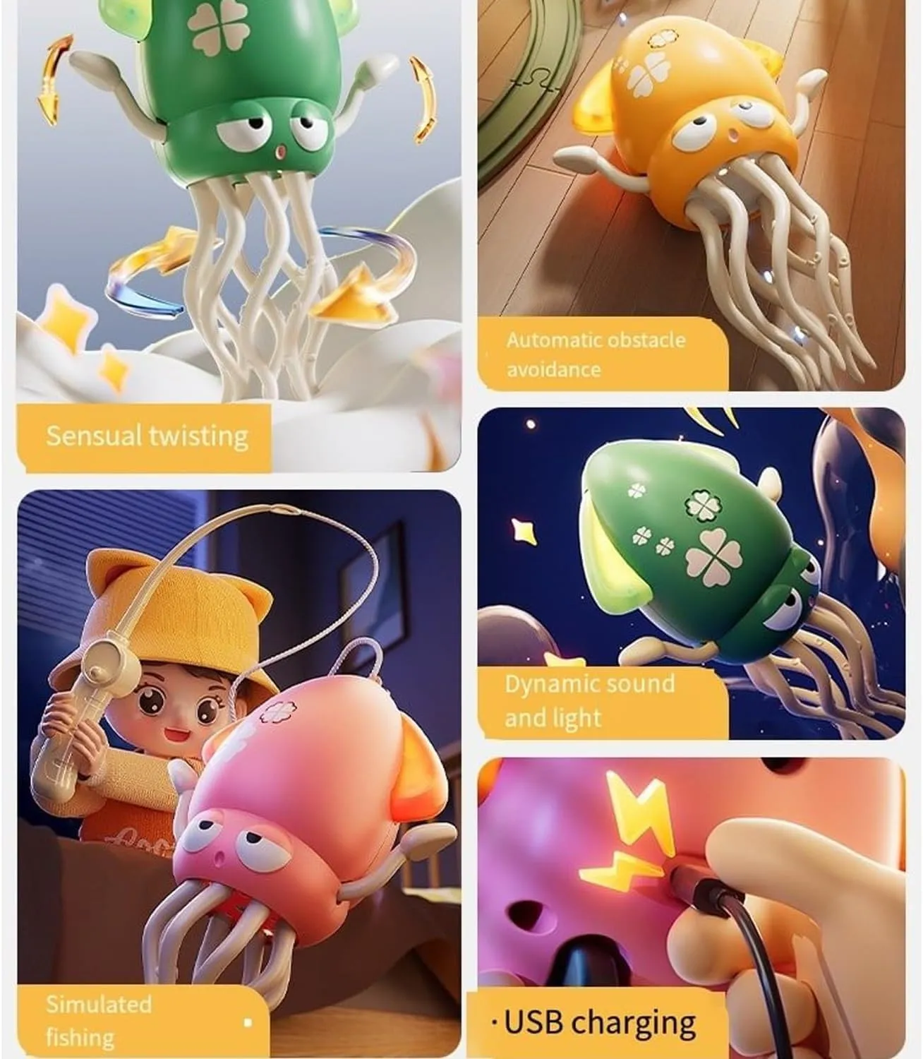 Dancing Octopus Toy, Electric Dancing Octopus Toy with LED & Music,Creative Crazy 8-Leg Action Crawling Octopus