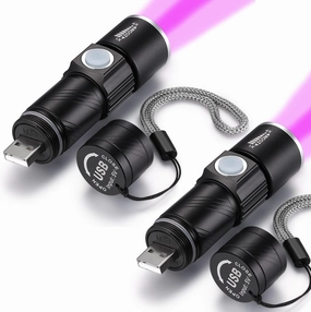 DARKBEAM UV 395nm USB Rechargeable Flashlight Ultraviolet led Light Blacklight Portable 400nm Mini Detector for Dog Urine Pet Stains, Anti-counterfeiting Identification, Resin Curing