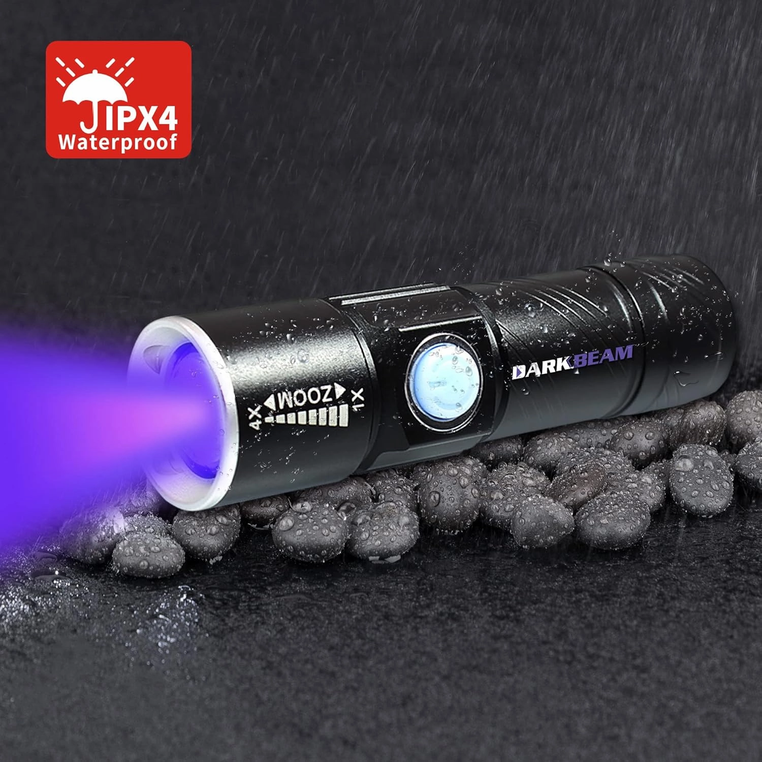 DARKBEAM UV 395nm USB Rechargeable Flashlight Ultraviolet led Light Blacklight Portable 400nm Mini Detector for Dog Urine Pet Stains, Anti-counterfeiting Identification, Resin Curing