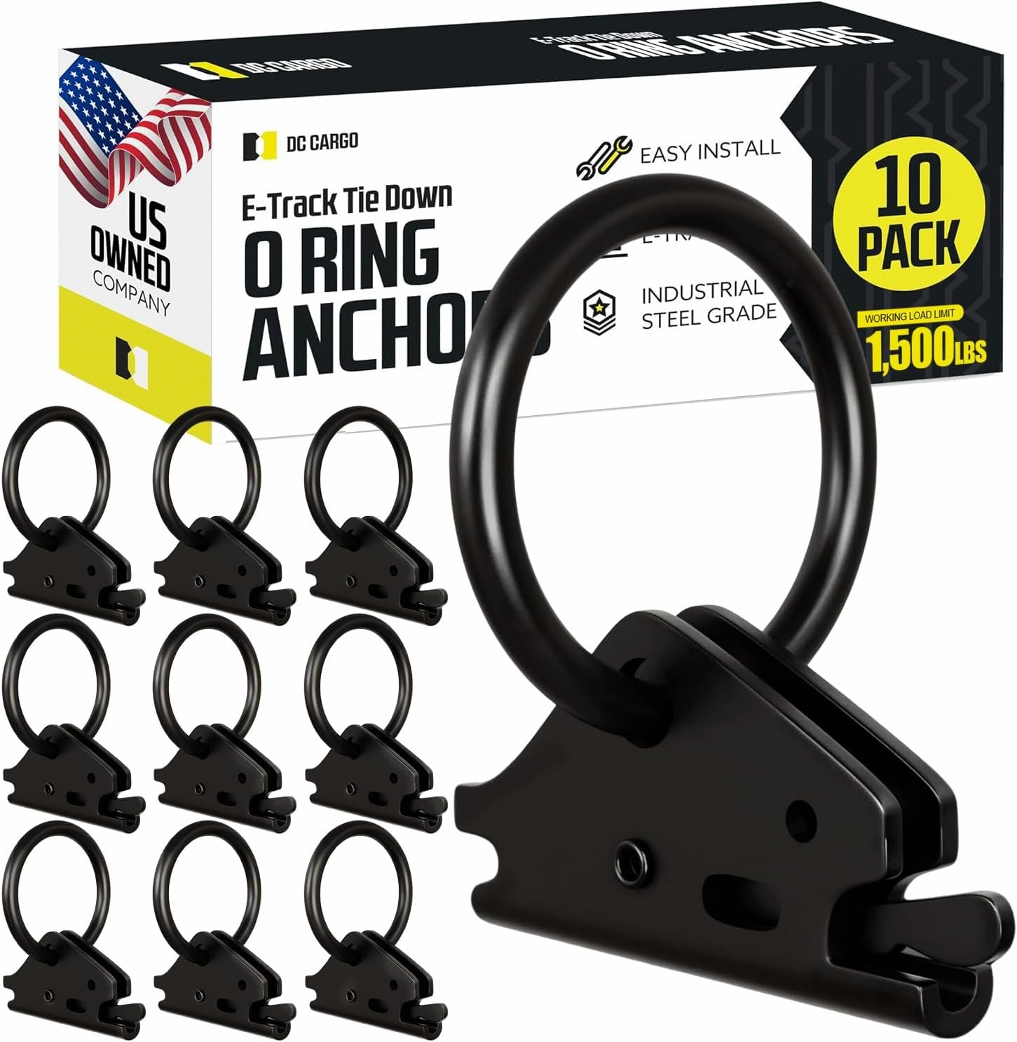 DC Cargo Mall Heavy-Duty Steel O-Ring (Pack of 10) 4500Lbs Break Strength - E Track Accessories Tie-Down Anchors for E-Track Tie-Down System