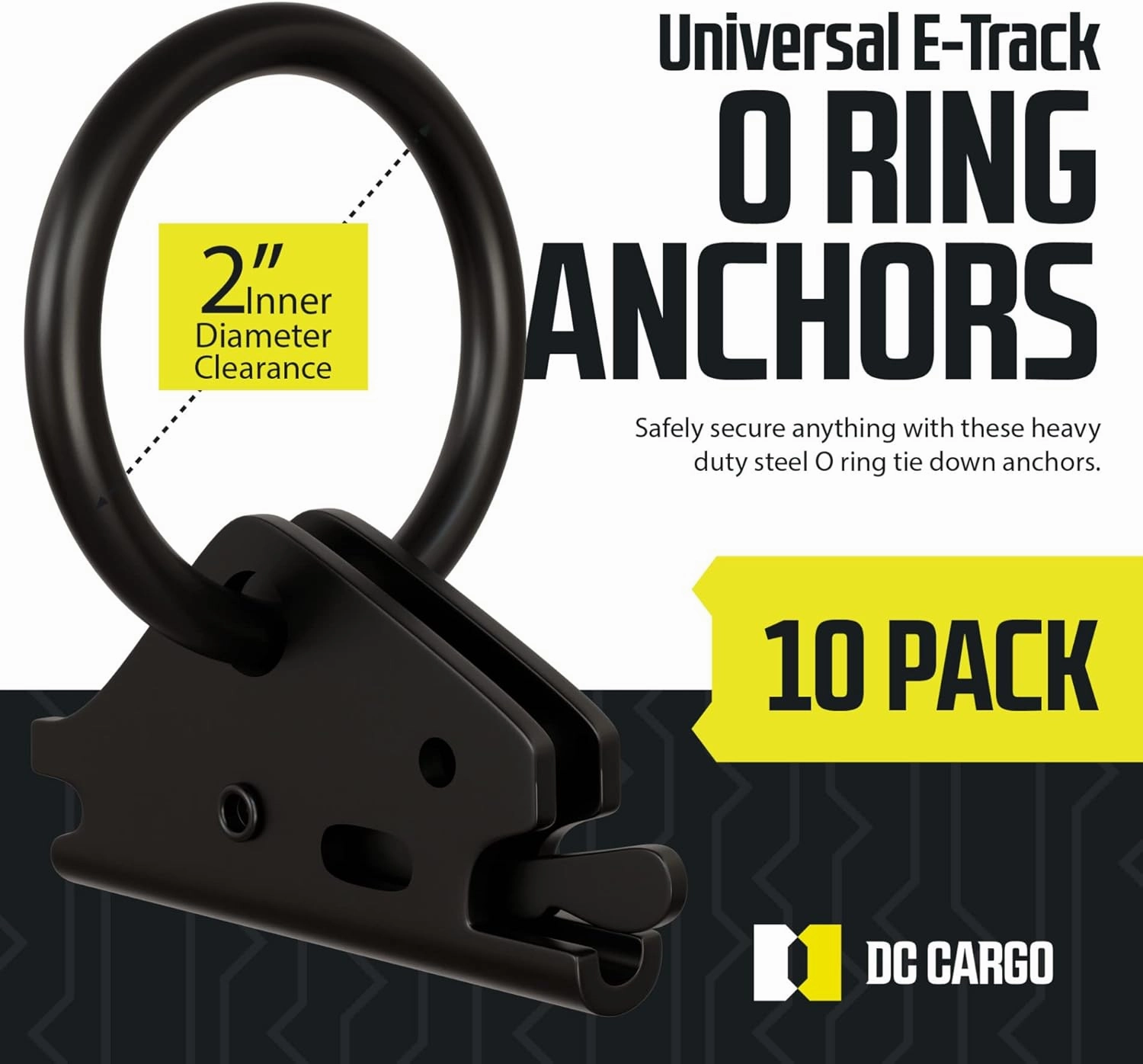 DC Cargo Mall Heavy-Duty Steel O-Ring (Pack of 10) 4500Lbs Break Strength - E Track Accessories Tie-Down Anchors for E-Track Tie-Down System