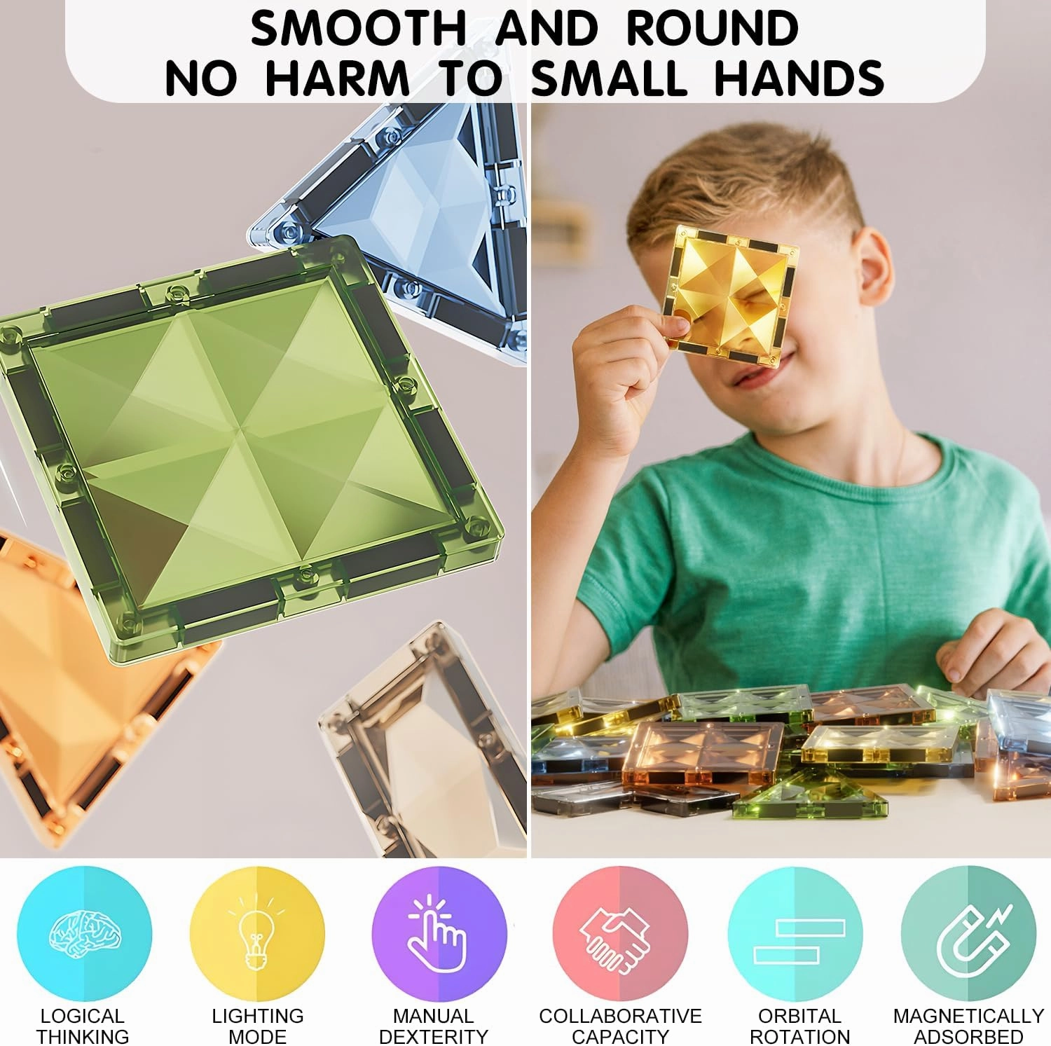 Deluxe Quality Magnetic Tiles Building Set with Attractive Reflective Pattern, LED Lights, Marble Run, and Cars - STEM Educational Toy for Creative Kids Girls Boys 3  (57 pcs Start up)