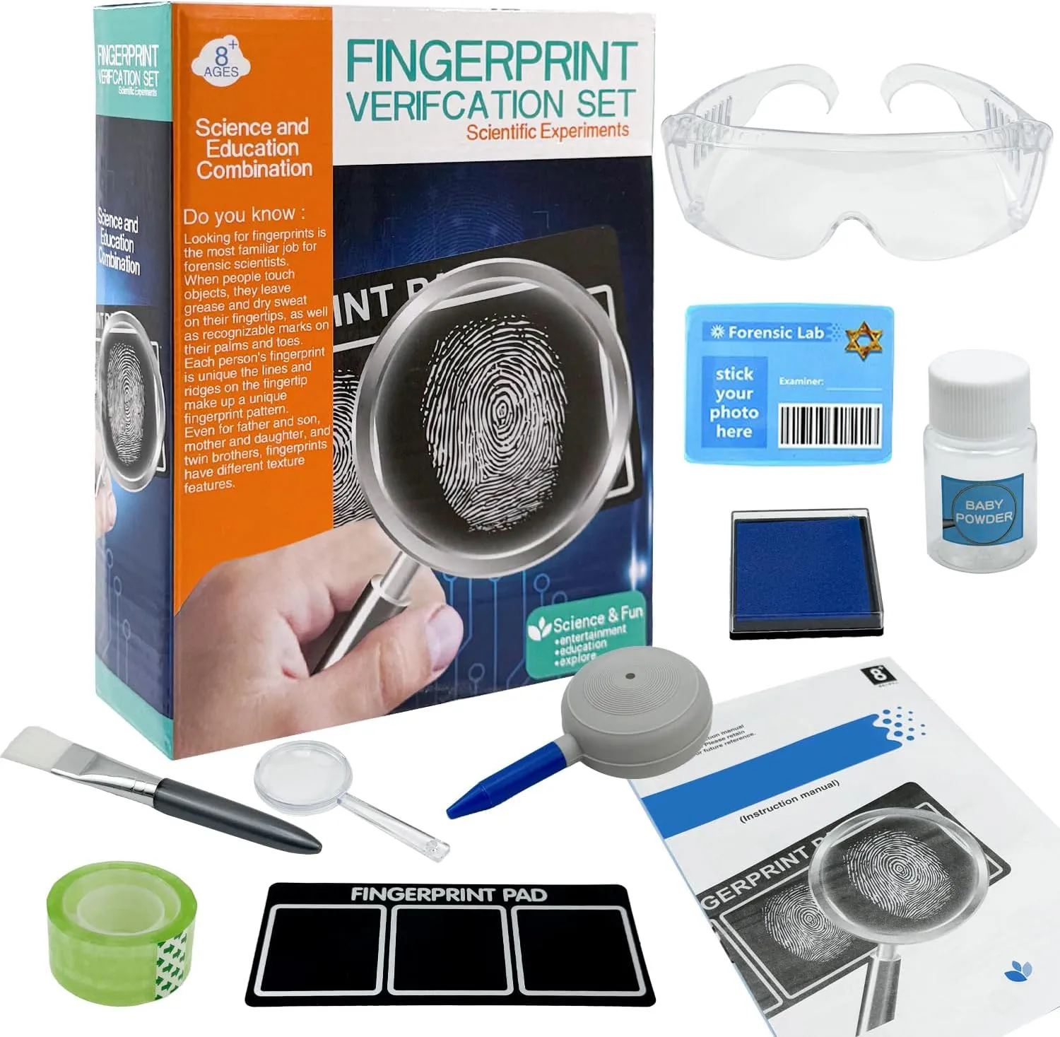 Detective Spy Kit for Kids, Fingerprinting Kit Toys Gifts for 6 7 8 9 10 11 12 Year Old Boys Girls, Secret Agent Investigation Science Kit, STEM Activity Kit