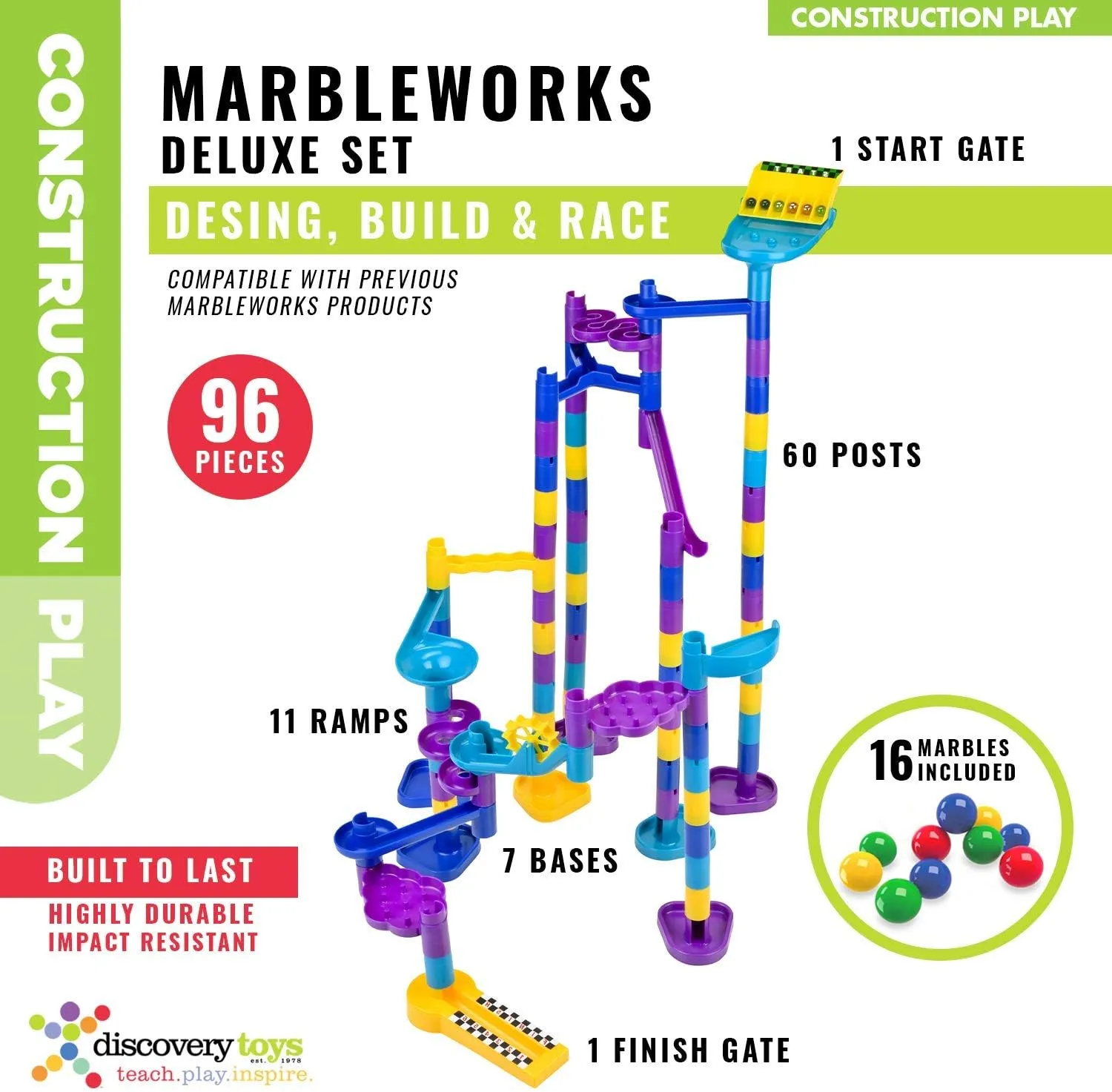 Discovery Toys Marbleworks Deluxe Marble Run | Kid-Powered Learning | STEM Educational Building Block Toy Learning & Childhood Development 5 Years Old and Up
