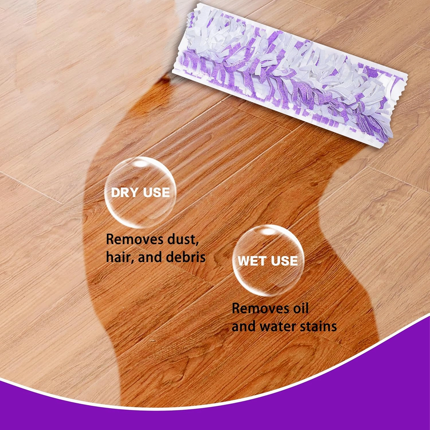 Disposable Mopping Pad Refills for Swiffer PowerMop Multi-Surface Mop and S.wiffer PowerMop Wood Mop, Spray Clean Pads Replacement (Purple -15)