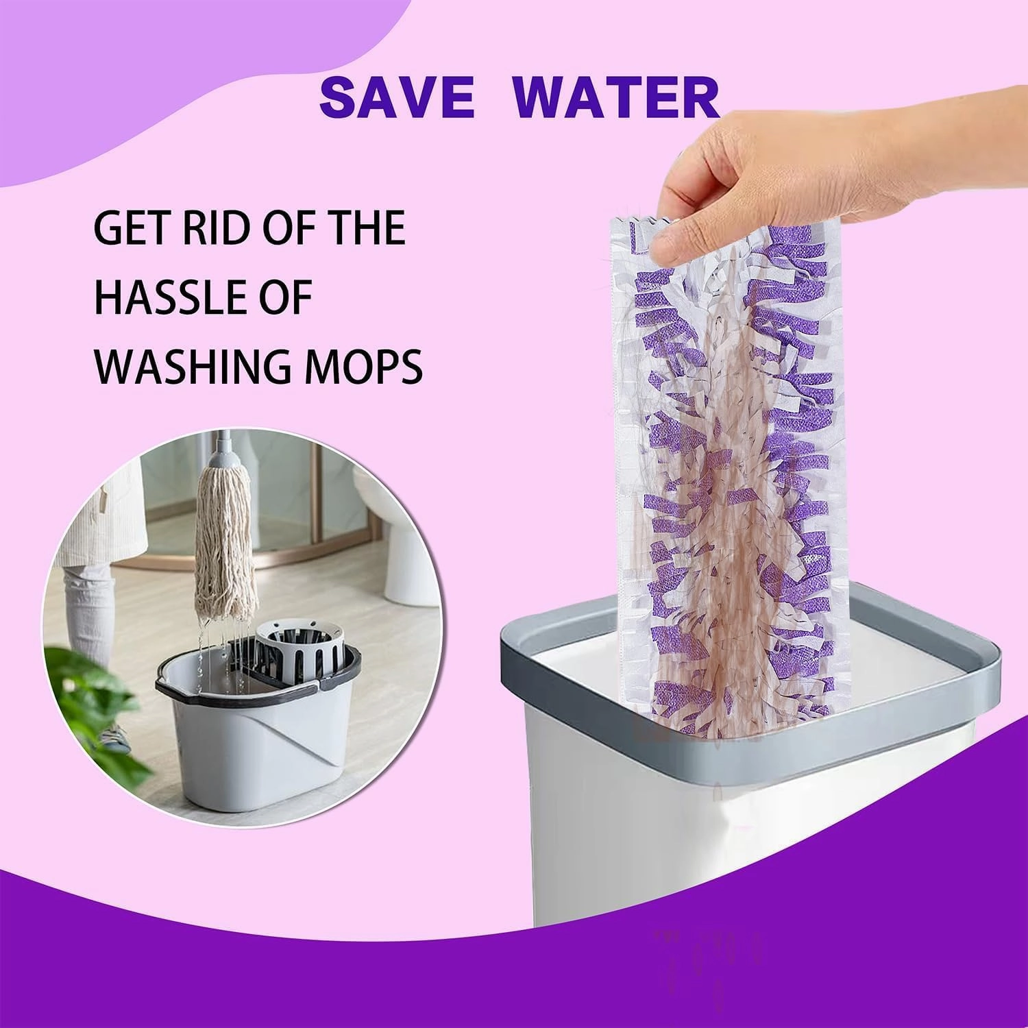 Disposable Mopping Pad Refills for Swiffer PowerMop Multi-Surface Mop and S.wiffer PowerMop Wood Mop, Spray Clean Pads Replacement (Purple -15)