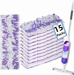 Disposable Mopping Pad Refills for Swiffer PowerMop Multi-Surface Mop and S.wiffer PowerMop Wood Mop, Spray Clean Pads Replacement (Purple -15)