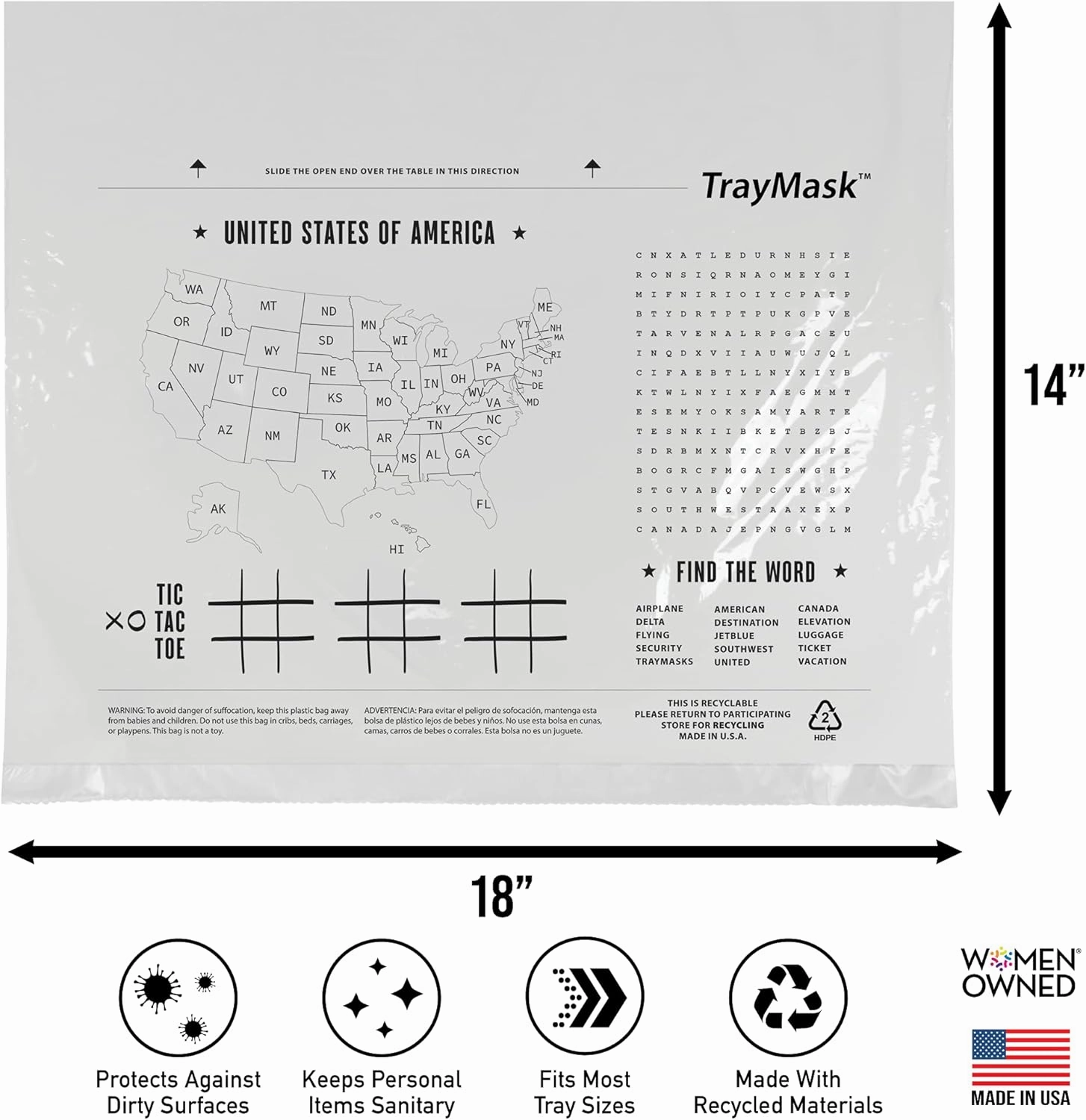 Disposable Tray Table Cover | Must Have Airplane Travel Essentials | Perfect for Toddlers, Kids and Adults Travel Accessories | Provides a Fresh/Clean Layer of Protection | 10 Pack