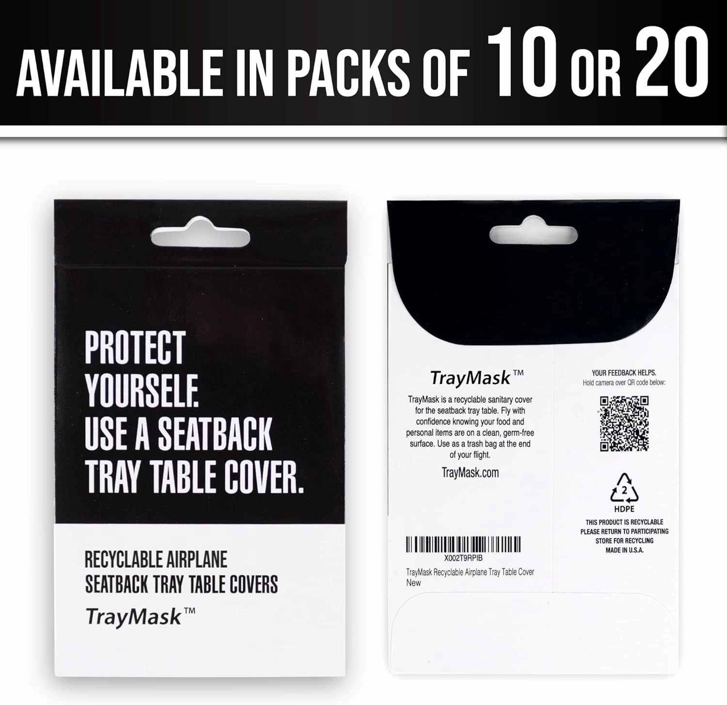 Disposable Tray Table Cover | Must Have Airplane Travel Essentials | Perfect for Toddlers, Kids and Adults Travel Accessories | Provides a Fresh/Clean Layer of Protection | 10 Pack