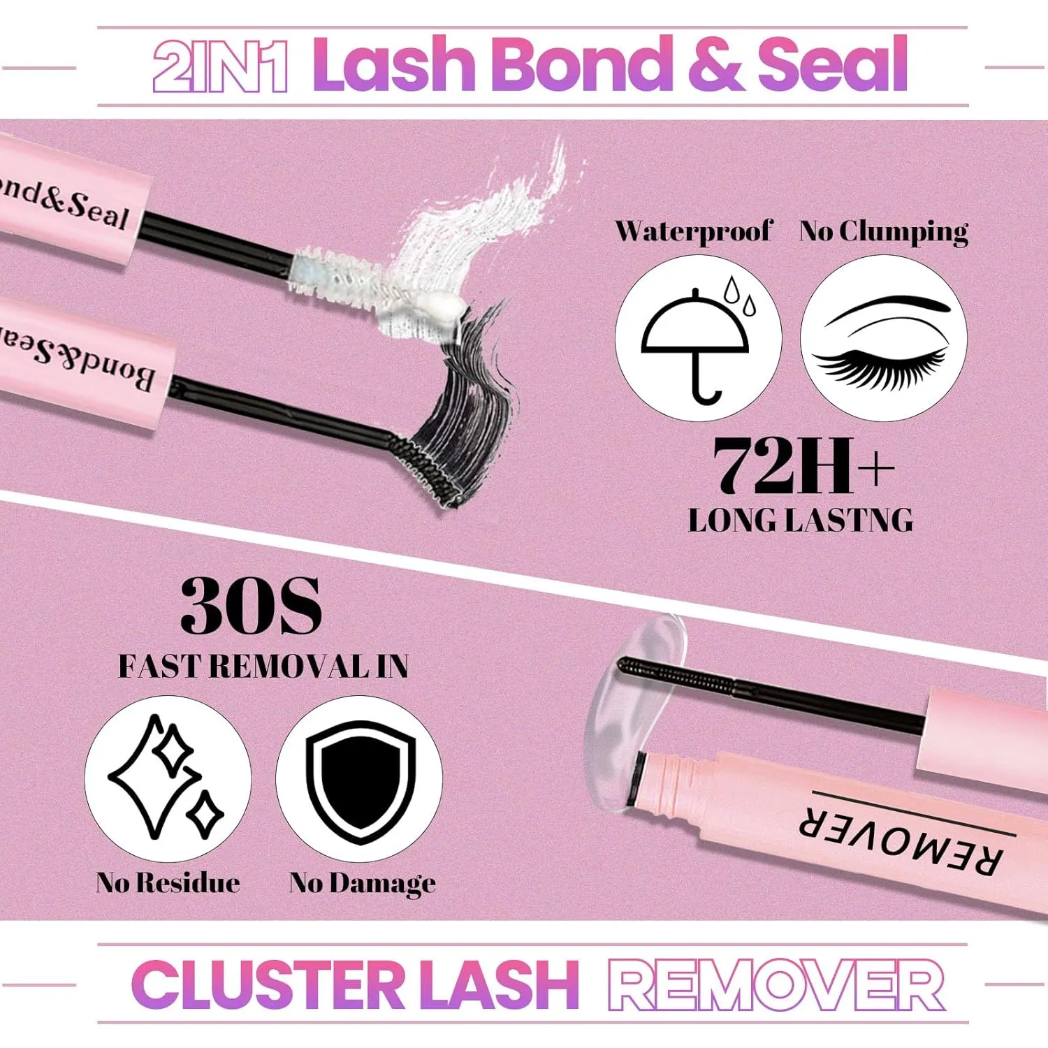 DIY Fluffy Lash Extension Kit with 630pcs Lashes Clusters,1X/2X Magnification Compact Mirror with Light,Lash Bond and Seal,Eyelash Remover Tweezers Applicator Mascara Brush(60-80-100-150D)