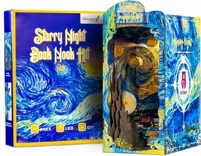 DIY Book Nook Kit - Vangogh Mini House Building Nook Kits for Adults - Wooden 3D Puzzle Bookshelf Accessory for Artisans - Perfect DIY Miniature House Kit & Creative Bookends Gift for Book Lovers