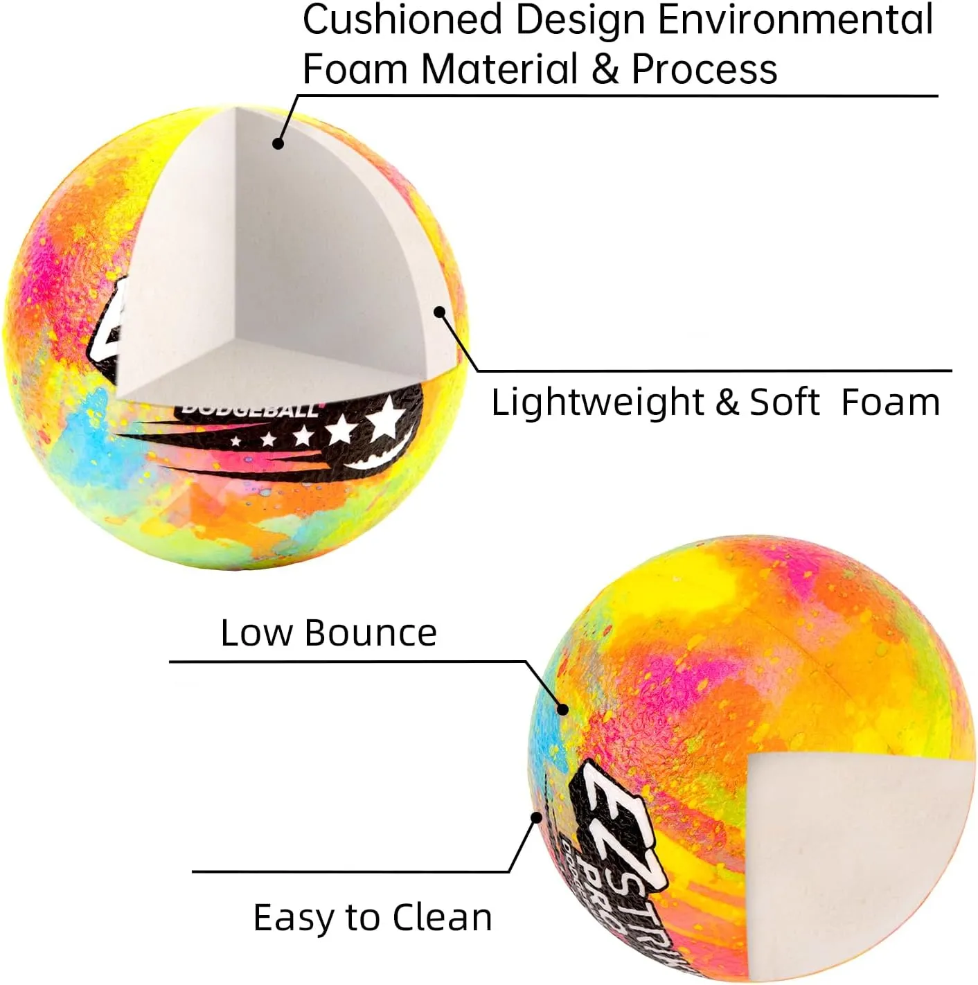 Dodgeballs, Foam Playground Ball Set, 6” Dodge Balls Kick Ball for Kids&Adults, Hand Ball for Outdoor&Indoor with Mesh Storage Bag
