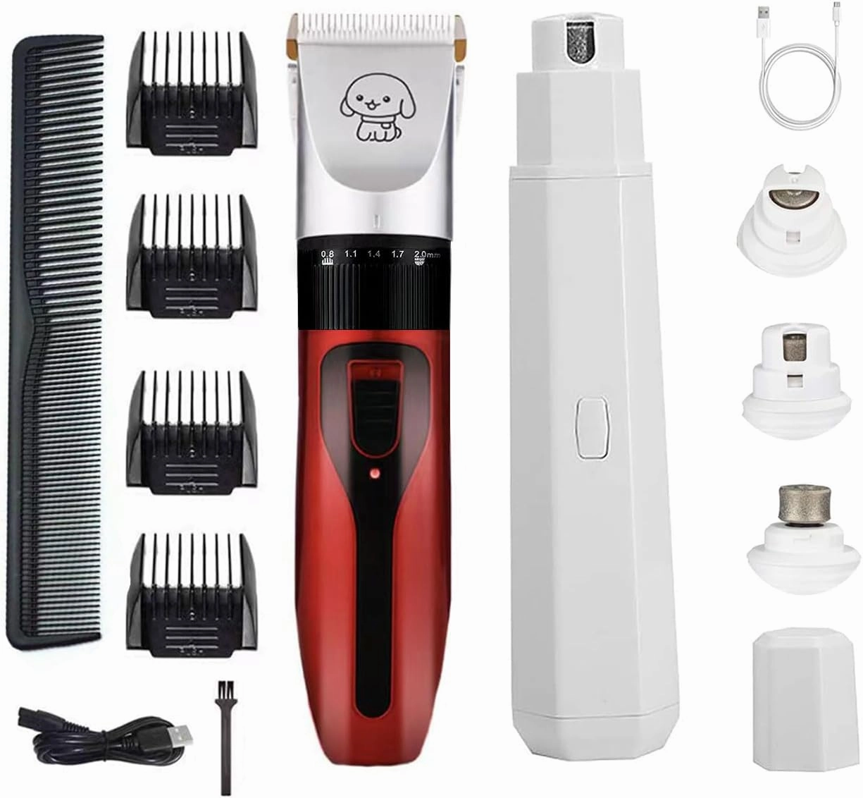 Dog Clippers and Nail Grinder Low Noise Cordless Rechargeable Dog Clippers and Nail Grinder for Grooming