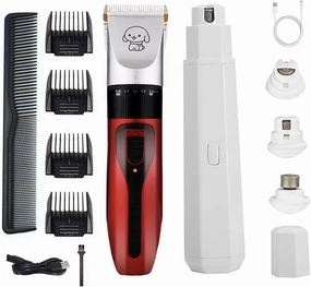 Dog Clippers and Nail Grinder Low Noise Cordless Rechargeable Dog Clippers and Nail Grinder for Grooming
