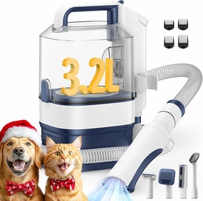 Dog Grooming Vacuum Kit, 3.2L Dust Cup Pet Grooming Vacuum for Dogs Cats with Cordless Clipper, 12000pa 6 Pet Grooming Tools Dog Brush Vacuum for Shedding Home Cleaning, Low Noise Dog Cat Hair Remover