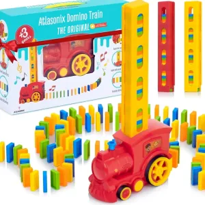 Domino Train, Domino Train for Kids, Automatic Set for Kids, 3 Year Old Boy Gift, Montessori Toys, Fun, Educational Toys, Birthday Present for 3-5 Year, 300 Blocks