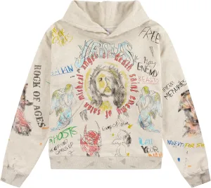 DONCARE God Jesus Western Graffiti Angel Demon Pullover Hoodie Hip Hop Unisex Hoodie White