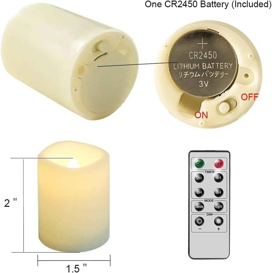 DRomance Flameless Flickering LED Votive Candles Remote and Timer, Battery Operated Tealights Battery Included, Amber Yellow Light 1.5 x 2 inch Set of 12 for Christmas Decoration