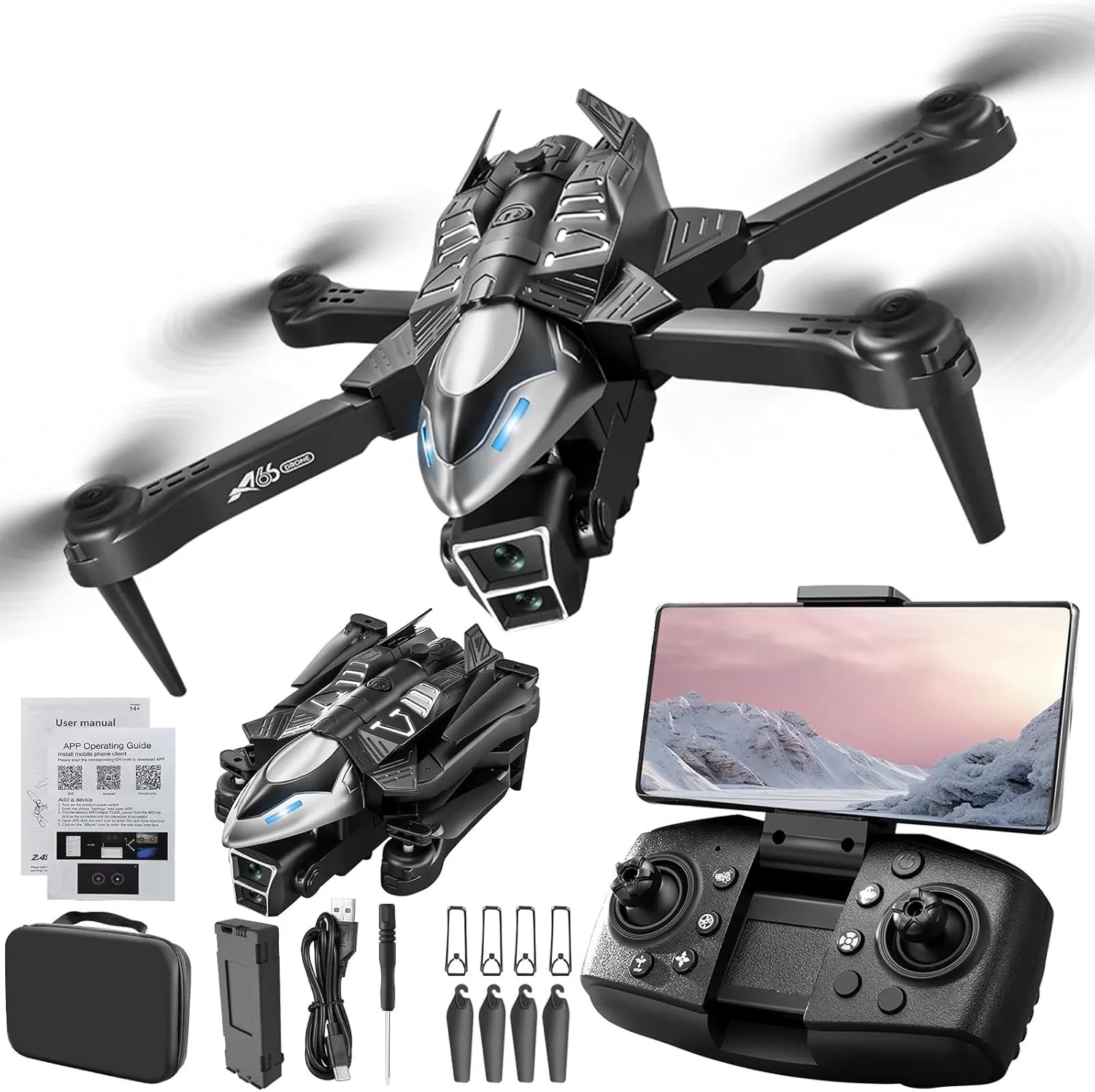 Drone with Camera, Drone with Spray Function, Three Speed Switching, Autonomous Flight, Three Speed Switching, Headless, Altitude Hold, 2.4g Hz Technology Adopted for-Interference
