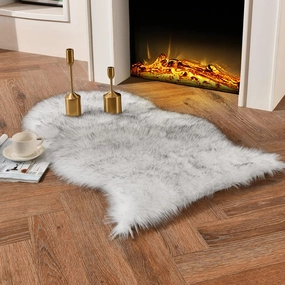duduta White Black Faux Sheepskin Throw Rugs 2x3 Ft, Fluffy Fur Chair Couch Seat Cover Machine Washable
