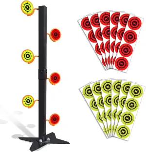 Dueling Tree Target Kit with 6 Steel Targets, Metal Shooting Target with Detachable Three Section, Ground Insertable Design, Suitable for Airgun Shooting Practice