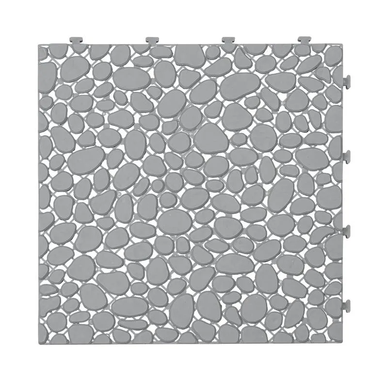 Durable Gray Interlocking Deck Tiles - Waterproof & Anti-slip for Outdoor Spaces