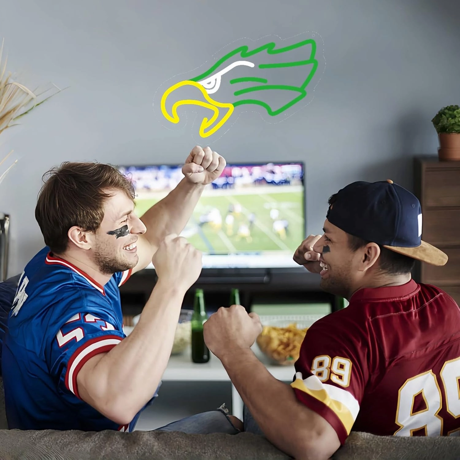 Eagle Neon Signs Football Team Led Neon Sign for Wall Decor, Animal Preppy Lights for Man Cave Dorm Room Pub Decor Birthday Party Sport Fans Gifts 8.7”*13.2”