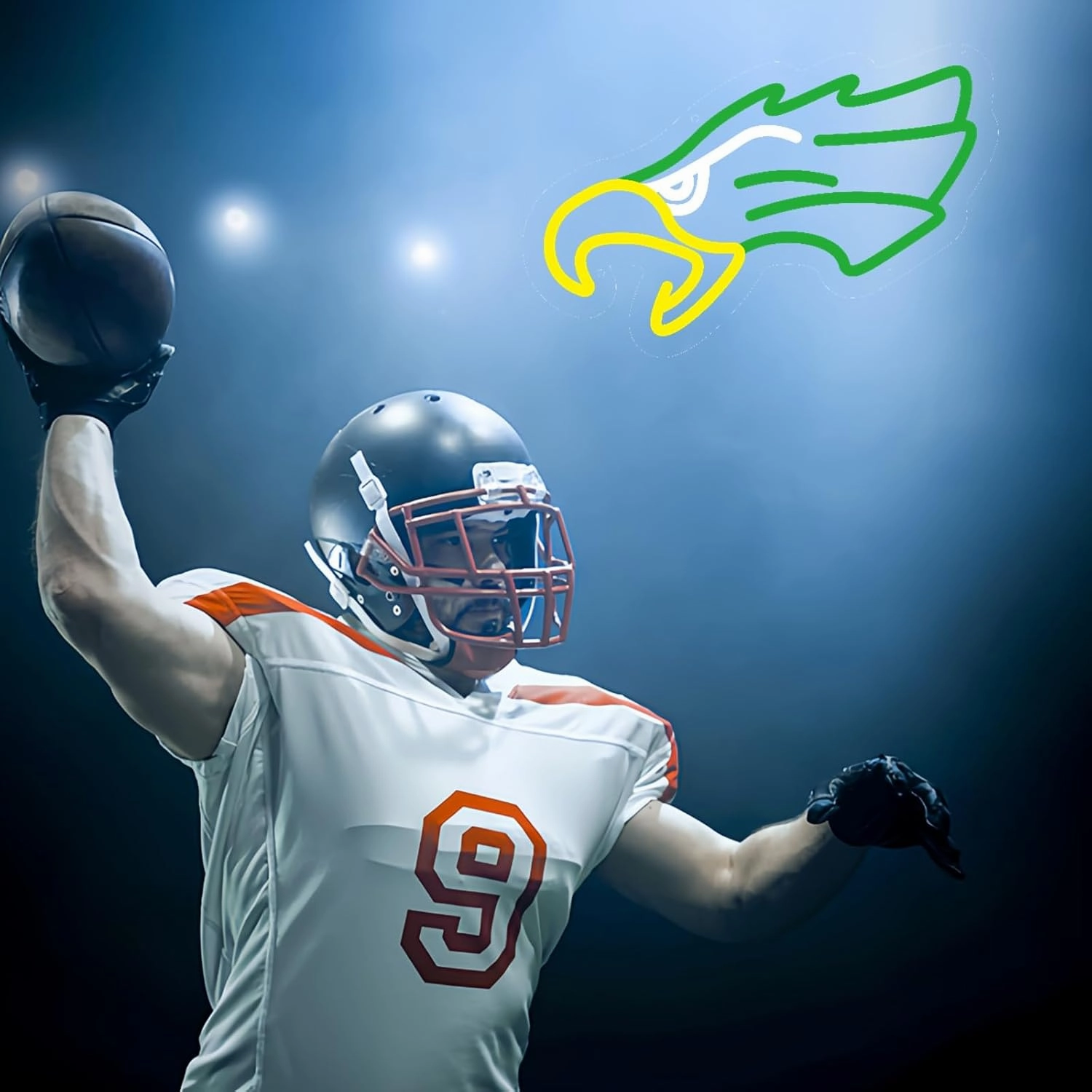 Eagle Neon Signs Football Team Led Neon Sign for Wall Decor, Animal Preppy Lights for Man Cave Dorm Room Pub Decor Birthday Party Sport Fans Gifts 8.7”*13.2”