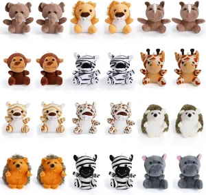 Easter Basket Stuffers, 24 Pieces Cute Plushies, 4.5 Inch Mini Forest Animal Plush Toys, Treasure Box Toys for Classroom, Party Favors, Woodland Baby Shower Decorations